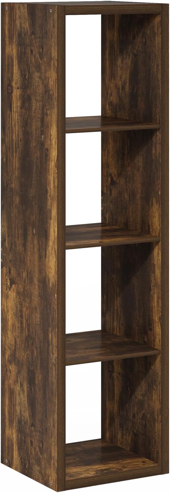 Furinno Cubicle Book Shelf, 4-Cube Vertical Thick Frame Bookshelf, Horizontally & Vertically Reversible Bookcase with Open Back, 14.6 x 15.9 x 58, for Living Room, Bedroom, Home Office, Amber Pine