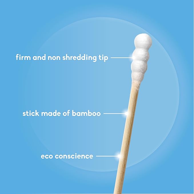 The Humble Co Bamboo Cotton Swabs with Spiral Design, 600 Count - Cotton Buds for Ears, Makeup, Baby Care & Cleaning - Personal Hygiene Essentials & Toiletries - Daily Products for Travel & Home