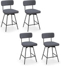 COSTWAY Bar Stools Set of 4, 25” Upholstered Counter Height Bar Stools with Back, 360° Swivel Dining Chairs with Heavy-Duty Metal Legs and Footrests, for Kitchen Island, Dining Room, Bar (4, Grey)