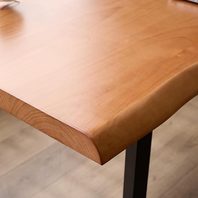 Stylish Solid Wood Office Desk with Sturdy Metal Base - Durable Multi-Size Executive Computer & Dining Table - Perfect for Home Office & Work Environments (Brown, 47in)