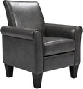 THSUPER Faux Leather Accent Chair Arm Chair, Modern Club Chair, Comfy Single Sofa for Living Room - Grey