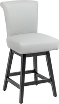 Bar Stool, PU Leather Barstool, 26 Inch Upholstered Counter Stools with 15.7" High Back and Footrest, Swivel Counter Height Barstools for Kitchen Island Home Bar Light Gray