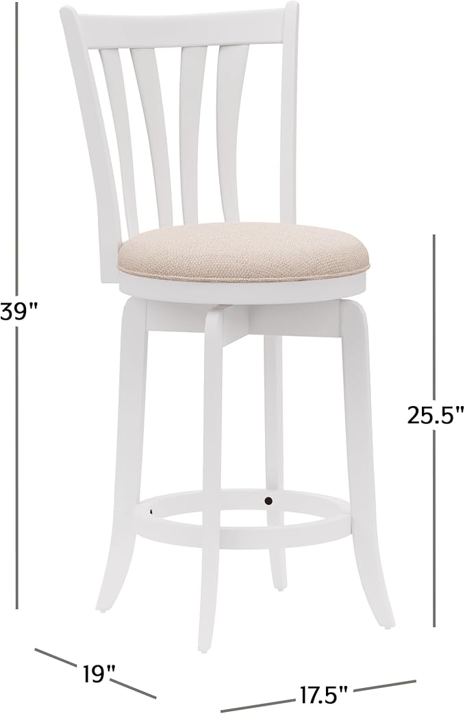 Hillsdale 25.5" Savana Wood Swivel Counter Height Stool, White