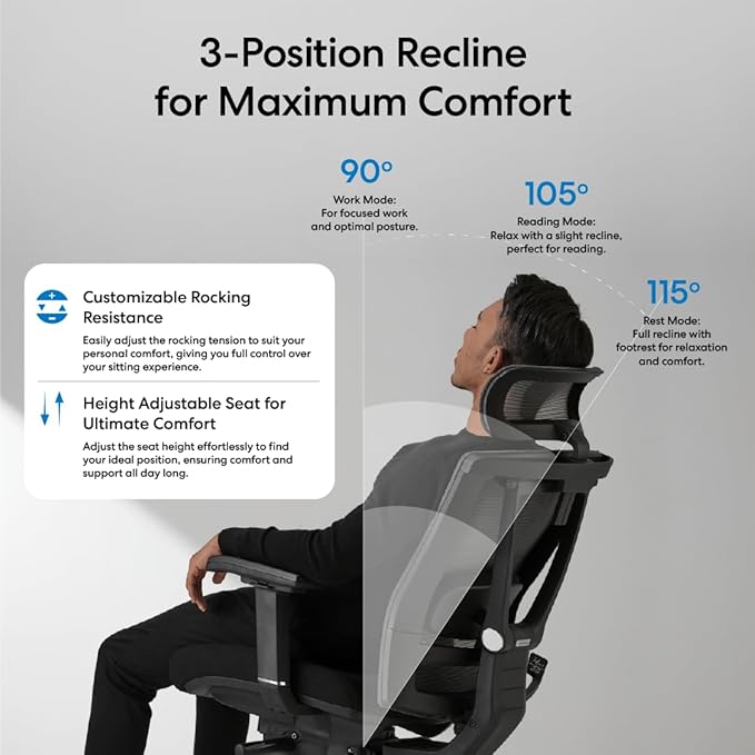 AUTONOMOUS ErgoChair Pro Ergonomic Office Chair Foam Black Adjustable Lumbar Support, Rolling Swivel - Home office Desk Chairs with Wheels and Arms - Ergonomic Desk Chair Comfy for Gaming & Long Hours