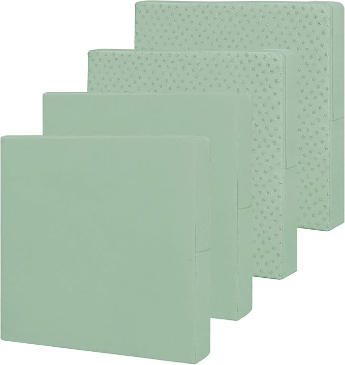 Easy-Going Waterproof Patio Cushion Covers 27x25x5 inch 4 Pack Replacement Non-Slip Outdoor Seat Cushion Slipcover with Zipper. Greyish Green