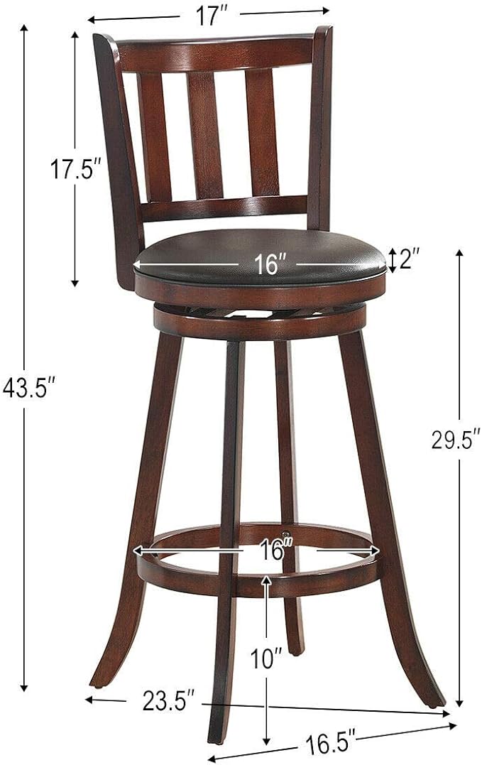 COSTWAY Bar Stools Set of 4, Counter Height Dining Chair, Fabric Upholstered 360 Degree Swivel, PVC Cushioned Seat, Perfect for Dining and Living Room (Height 29.5''-Set of 4)