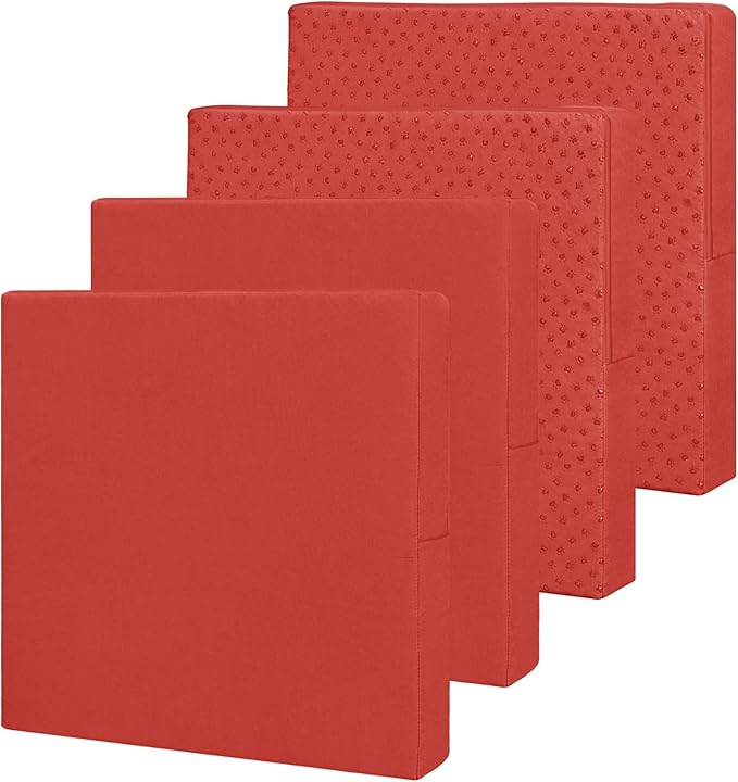 Easy-Going Waterproof Patio Cushion Covers 27x25x5 inch 4 Pack Replacement Non-Slip Outdoor Seat Cushion Slipcover with Zipper. Terra Red