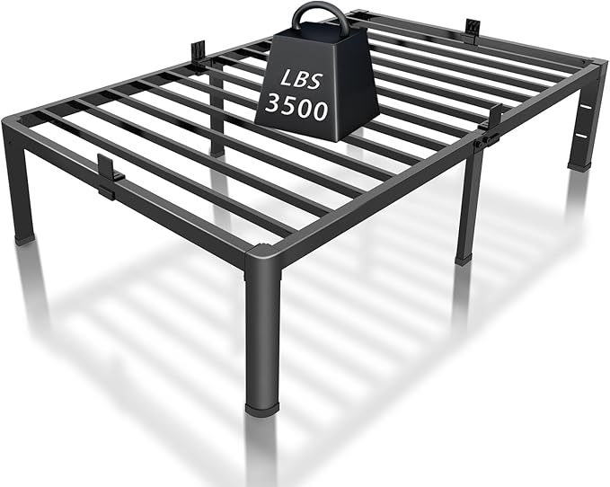 ROIL 12 inch Twin Bed Frames with Headboard Hole and Round Corner Legs Mattress Retainers 3500LBS Heavy Duty Steel Slats No Box Spring Needed Platform Noise-Free Easy Assembly