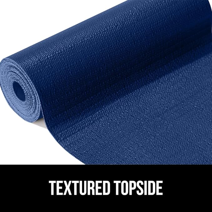 GORILLA GRIP DripGuard Shelf Liner, Non Adhesive Drawer and Kitchen Cabinet Protector, Slip Resistant BPA Free Smooth Surface Plastic Liners for Cabinets, Bathrooms, Closets, 12x240 Inch, Navy Blue