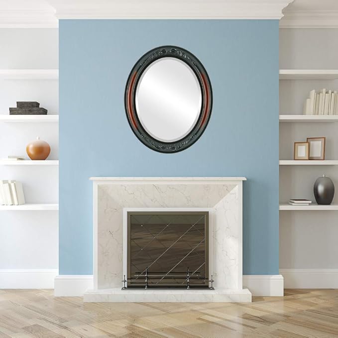 OVALCREST Oval Beveled Wall Mirror for Home Decor - Florence Style - Rosewood - 20" x 16"
