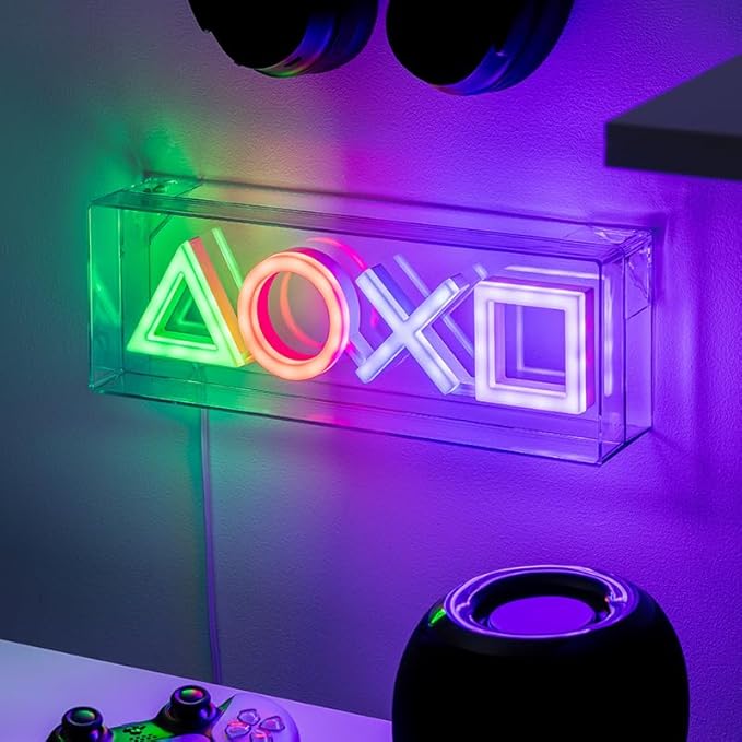 Paladone PlayStation LED Neon Light - Free Standing or Wall Mountable - Game Room Accessories & Decor for Gamers