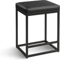 ALPHA HOME Black Metal Bar Stools with Padded Seat, 24"H x 14.76"L x 17.51"W, 350lbs Weight Capacity
