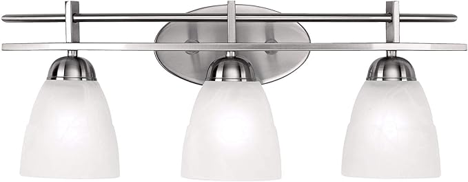 Possini Euro Design Art Deco Modern Wall Mount Light Brushed Nickel Silver Metal Hardwired 23 1/2" Wide 3-Light Fixture Trio Marbleized Glass Shades Decor for Bathroom Vanity Mirror House Home