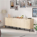 Set of 2 Large Buffet Sideboard Cabinet,91.96" Long Credenza Storage Cabinet,Mid Century Modern Kitchen Pantry Storage Cupboard Cabinets with Doors and Shelves,Fluted Cabinets for Dining Room