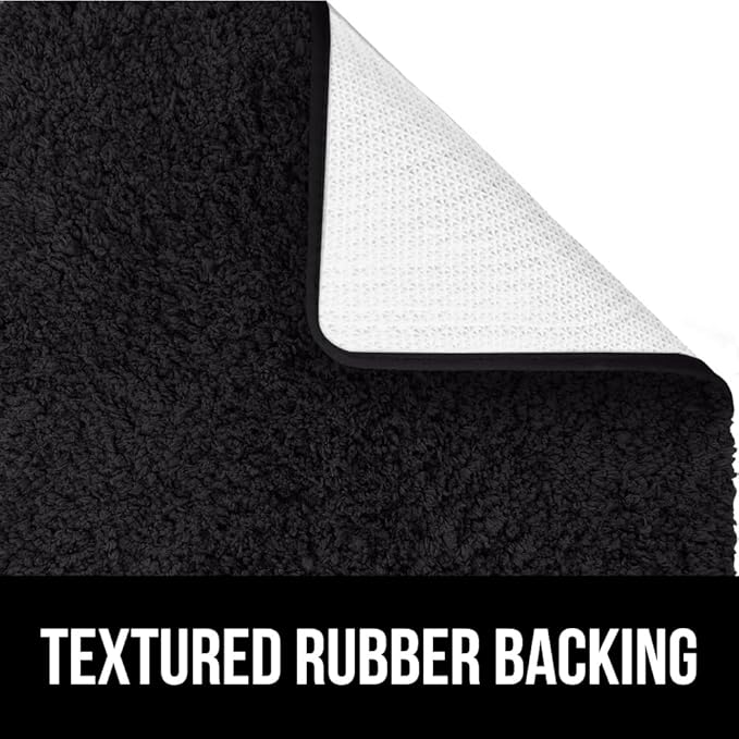 GORILLA GRIP Bathroom Rugs, 60x24, Ultra Soft Absorbent Mat, Thick Plush Bath Rug, Machine Washable, Microfiber Quick Dry, Mats for Shower, Bathtub and Floor, Home Decor Accessories, Black