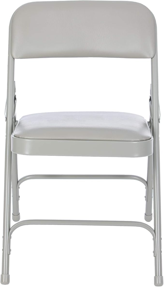 OEF Furnishings OEF1200 Series Premium Heavy Duty Vinyl Padded Folding Chairs, Commercial Grade 500 lb Capacity (4-Pack, Warm Gray)
