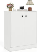 GOFLAME Floor Storage Cabinet with 2 Doors, Freestanding Accent Storage Cabinet Organizer with 3-Tier Inner Shelves, Modern Sideboard Buffet Cabinet for Kitchen, Living Room, Entryway, White