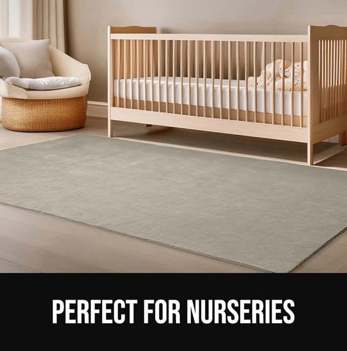 GORILLA GRIP Slip Resistant Soft Washable Stain Resistant Area Rug, 5x7, Plush Thick Carpet for Nursery, Bedroom, Living Room, Non-Shedding Floor Rugs, Kid and Pet Friendly, Baby Home Decor, Taupe