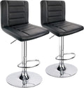 Leopard Bar Stools Set of 2, Modern Adjustable Bar Stool with Back, Swivel Barstool - Black