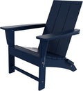 Costaelm Folding Adirondack Chairs, Outdoor Patio Adjustable Lawn Chairs, Weather Resistant Outside Firepit Chairs for Porch, Poolside, Garden, Backyard Deck, Navy Blue