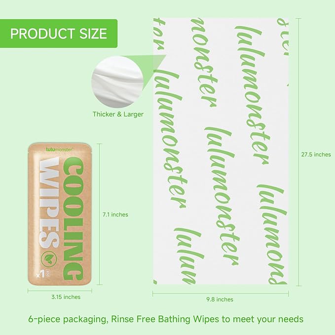 Cooling Body Wipes, Individually Wrapped Biodegradable Shower Wipes, Cooling Towels for the Gym, Workout, Hiking, Travel, and Sport, Oversized and Extra-Thick (12, Mint Chill)