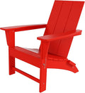 Costaelm Folding Adirondack Chairs, Outdoor Patio Adjustable Lawn Chairs, Weather Resistant Outside Firepit Chairs for Porch, Poolside, Garden, Backyard Deck, Red