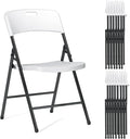 16 Pack Folding Chairs, 700lbs Capacity Heavy Duty Folding Chair with Reinfoced Steel Frame for Indoor/Outdoor Use, White Plastic Foldable Chairs for Party, Patio, Meeting, Wedding and School