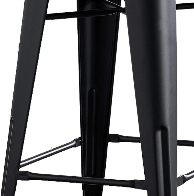 AC Pacific 24” Metal Barstool Set of 2 – Country Rustic Style with Low Back, Lightweight & Sturdy Build, Easy Assembly – Black Matte