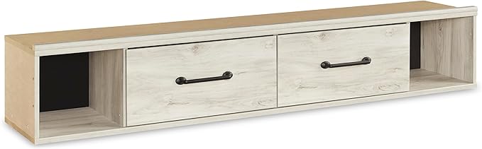 Signature Design by Ashley Cambeck Farmhouse Full Panel Platform Bed with 4 Storage Drawers, Sconce Light and USB Ports, Foundation or Box Spring Not Needed, Whitewash