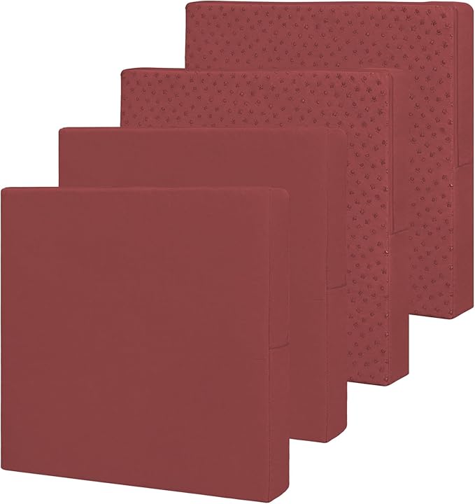 Easy-Going Waterproof Patio Cushion Covers ONLY Cover 24x22x4 inch 4 Pack Replacement Non-Slip Outdoor Seat Cushion Slipcover with Zipper. Wine