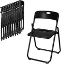 Karl home 10 Pcs Folding Chair, 300LBS Lightweight Foldable Plastic Chair, Reinforced Metal Frame Easy to Fold & Store for Indoor & Outdoor, Wedding, Party, Meeting Room, Patio and Garden, Black