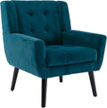 Dolonm Midcentury Modern Accent Chair with Arms, Upholstered Fabric Reading Side Chair Tufted Back Decorative Wingback Chair for Living Room Bedroom (Teal)