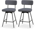 COSTWAY Bar Stools Set of 2, 25” Upholstered Counter Height Bar Stools with Back, 360° Swivel Dining Chairs with Heavy-Duty Metal Legs and Footrests, for Kitchen Island, Dining Room, Bar (2, Grey)