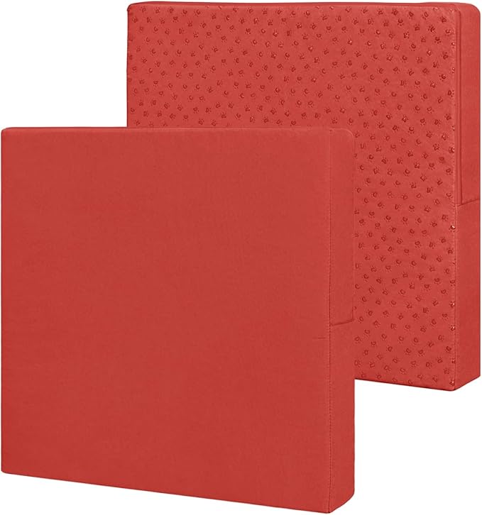 Easy-Going Waterproof Patio Cushion Covers 27x25x5 inch 2 Pack Replacement Non-Slip Outdoor Seat Cushion Slipcover with Zipper. Terra Red