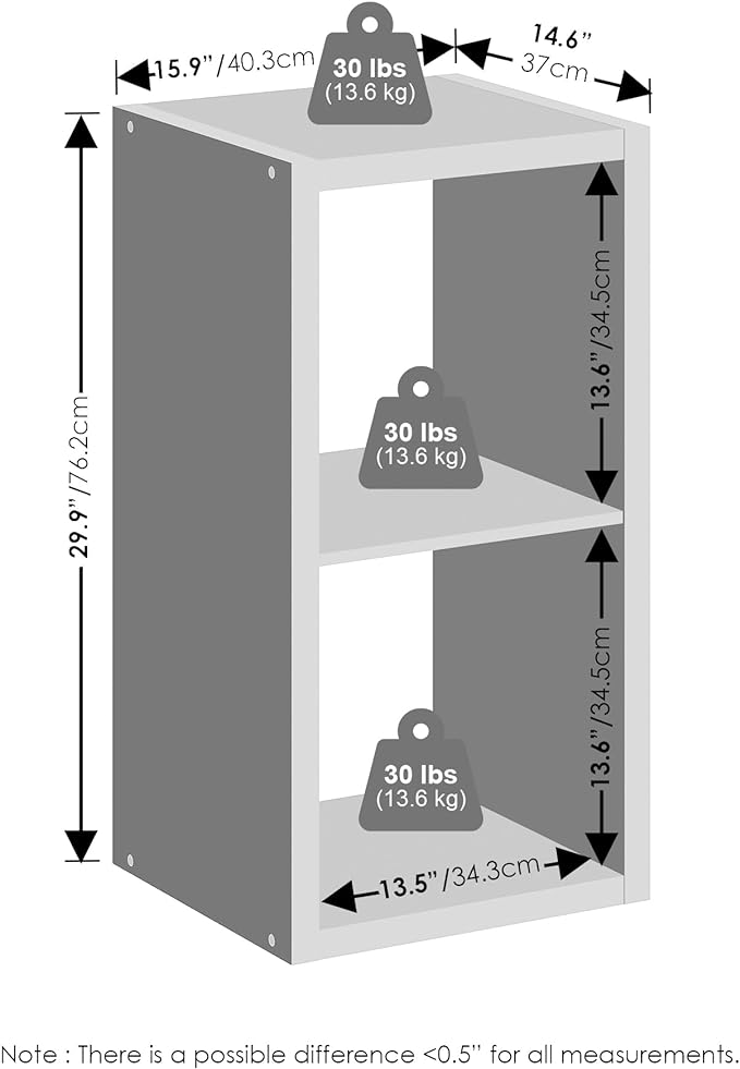 Furinno Cubic Closet Organizers and Storage, 2-Cube Closet Organizer, Open Shelf Closet Storage, Extra Thick Frame for Wardrobe, Bedroom, Living Room, Light Grey
