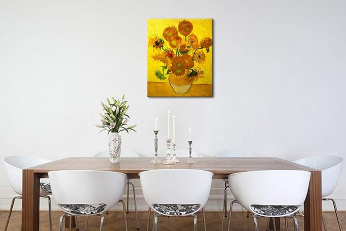 Wieco Art Large Modern Abstract Flowers Giclee Canvas Prints Artwork Vase with Fifteen Sunflowers by Van Gogh Oil Paintings Reproduction Pictures on Canvas Wall Art