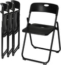 Karl home 4 Pcs Folding Chair, 300LBS Lightweight Foldable Plastic Chair, Reinforced Metal Frame Easy to Fold & Store for Indoor & Outdoor, Wedding, Party, Meeting Room, Patio and Garden, Black