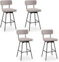 COSTWAY Bar Stools Set of 4, 29” Upholstered Bar Height Chairs with Back, 360° Swivel Bar Chairs with Heavy-Duty Metal Legs and Footrests, Fabric Seat for Kitchen Island, Dining Room, Bar (4, Beige)