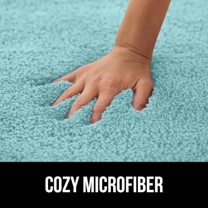 GORILLA GRIP Bathroom Rugs, 30x20, Ultra Soft Absorbent Mat, Thick Plush Bath Rug, Machine Washable, Microfiber Quick Dry, Mats for Shower, Bathtub and Floor, Home Decor Accessories, Spa Blue
