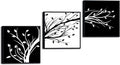 Wieco Art Black Framed Leaves Modern 3 Panels Flowers Artwork Black and White Abstract Floral Trees Canvas Prints Wall Art for Living Room Home Decorations