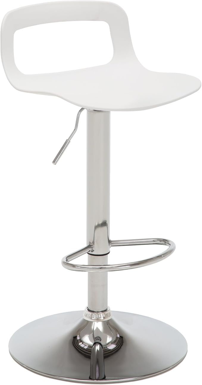 NOBPEINT NOB Contemporary Chrome Air Lift Adjustable Swivel Bar Stool (6 Pieces, White)
