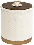 B FSOBEIIALEO Ottoman with Stroage, Round Velvet Storage Ottoman with Gold Plating Base,Foot Rest Stool for Dorm Room, Living Room White, 16.73"x16.73"x17.72"