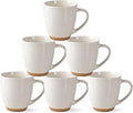 AmorArc 12oz Ceramic Coffee Mugs set of 6, Stylish Coffee Mugs with Rustic Terracotta Underside for Latte/Cappuccino/Milk/Cocoa, Dishwasher&Microwave Safe, Light Beige