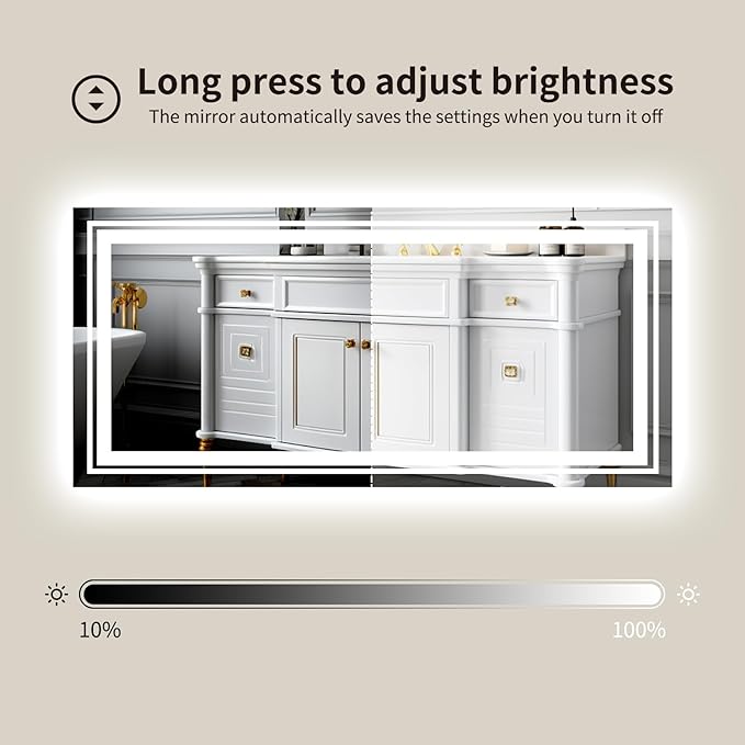 WTTY LED Bathroom Mirror 77''x36'' with Front and Backlight, Large Dimmable LED Vanity Wall Mirrors, Double LED Mirror for Bathroom with Anti-Fog, 3 Colors, Memory Function, Shatter-Proof, ETL Listed
