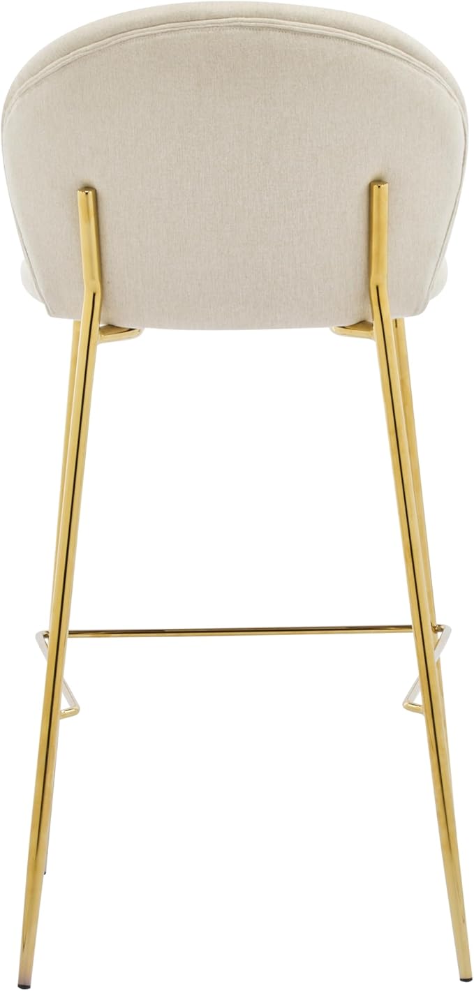 Christopher Knight Home Kira Indoor Upholstered Barstool with Metal Frame Set of 2, Bar Chairs Kitchen Stools, Comfy Fabric Bar Seating for Island Home Office, 29.5''Seat Height, Beige+Gold