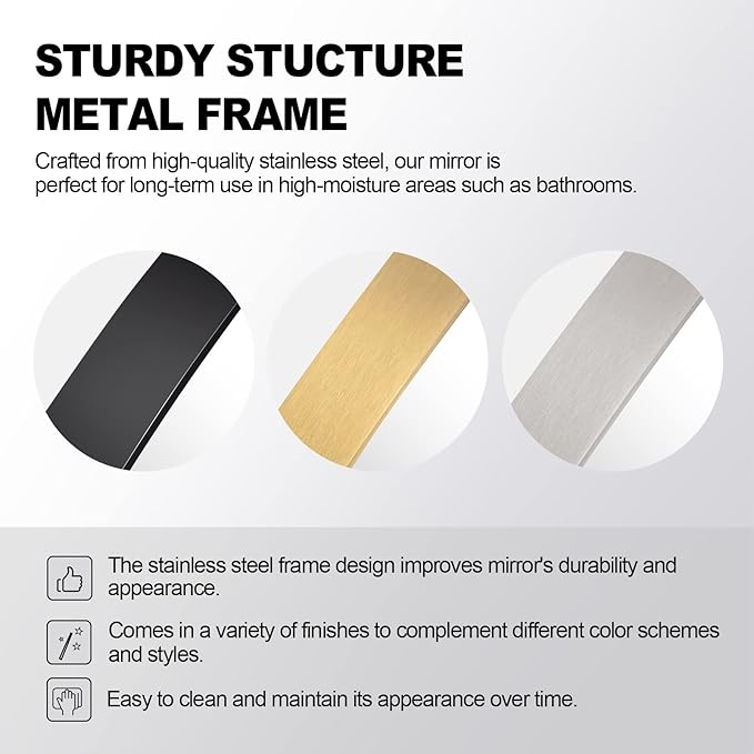 ANDY STAR 32x48 Black Bathroom Mirror, Oblong Vanity Mirror with Stainless Steel Metal Frame, Matte Black Oval Mirror for Over Sink, Modern Anti Rust Wall Mounted