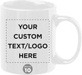 Custom Ceramic Coffee Mugs 11 oz. Set of 10, Personalized Bulk Pack - Coffee cup set, Iced coffee cup, Gaming mug - Creamy White