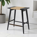 Thor Wicker Premium Solid Wood Counter Stool 24", Backless Counter Height Seating with Hand-Knitted Rope, Eco-Friendly Modern Design (Midnight Charcoal)