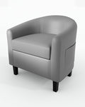 GarveeHome Accent Chairs Faux Leather Chairs Barrel Club Chairs Comfy Living Room Chairs with Sturdy Legs for Bedroom Reading Room Waiting Room(Gray)