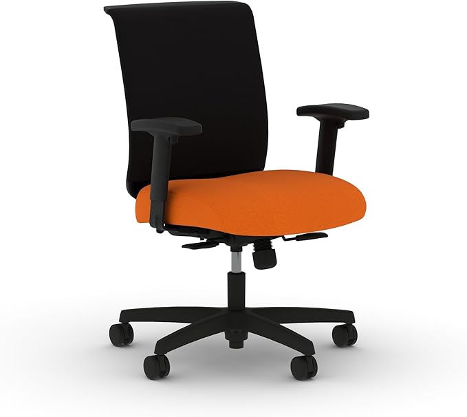 HON Convergence Ergonomic Office Chair, Breathable Back Support Mesh, Adjustable Arms, Computer Chair with Lumbar Support, Rolling Swivel Wheels, Comfortable Synchro-Tilt Recline, Fabric, Apricot